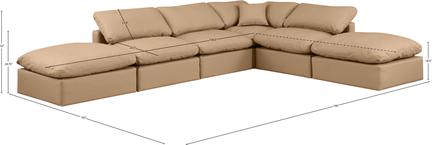 luxus tan faux leather modular sectional sec6e