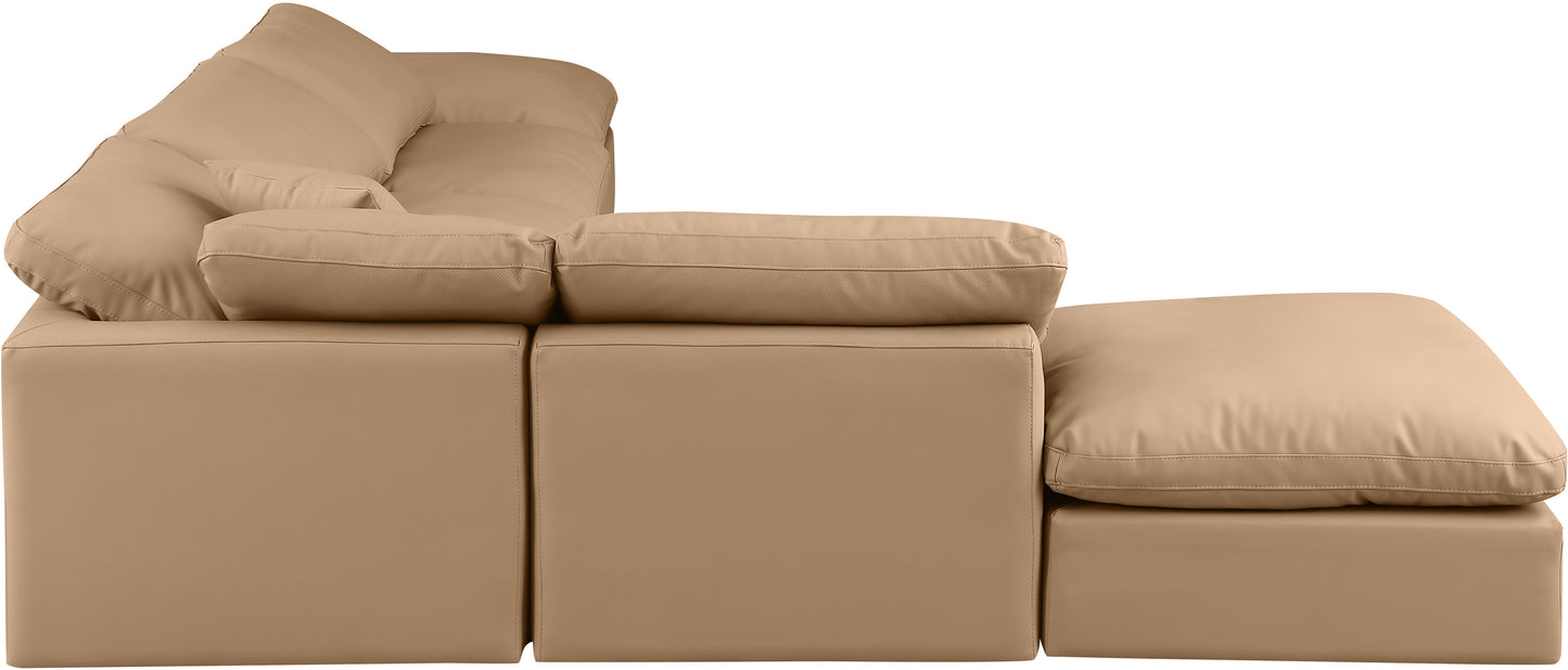 luxus tan faux leather modular sectional sec6e