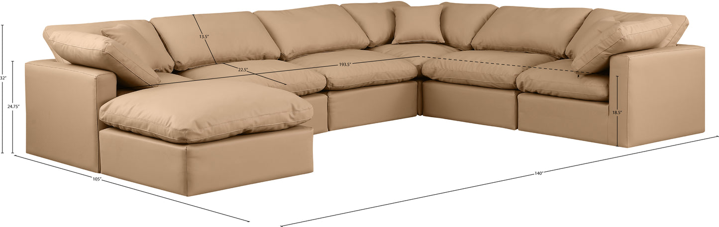 luxus tan faux leather modular sectional sec7a