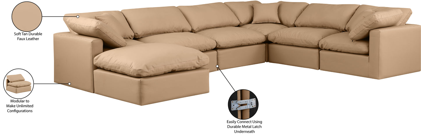 luxus tan faux leather modular sectional sec7a