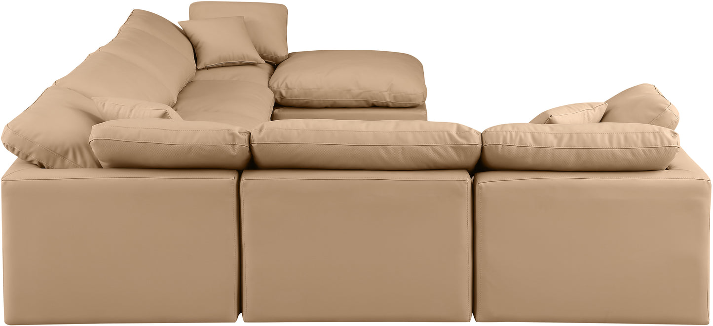 luxus tan faux leather modular sectional sec7a