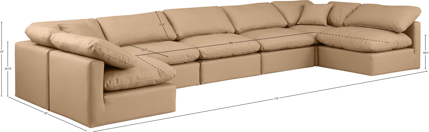 luxus tan faux leather modular sectional sec7b