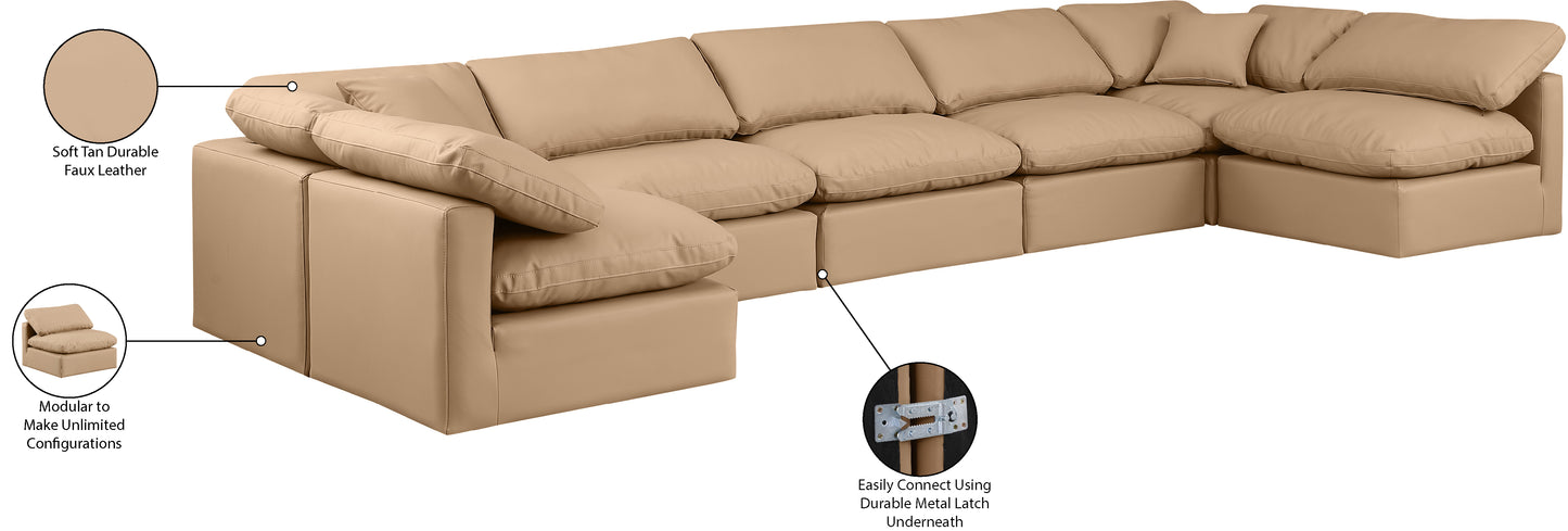 luxus tan faux leather modular sectional sec7b