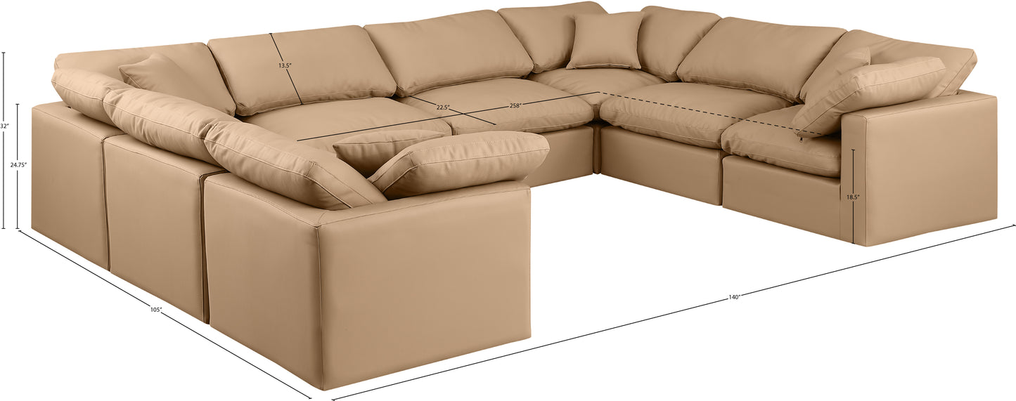 luxus tan faux leather modular sectional sec8a