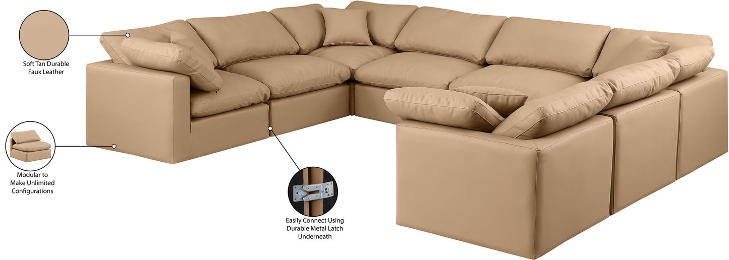 luxus tan faux leather modular sectional sec8a