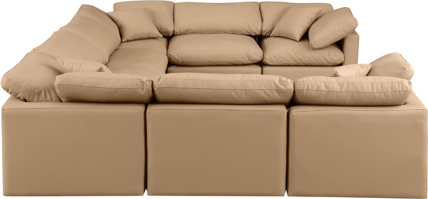 luxus tan faux leather modular sectional sec8a