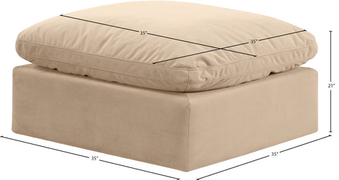 Luxus Beige Velvet Ottoman Ott