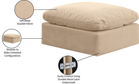 Luxus Beige Velvet Ottoman Ott