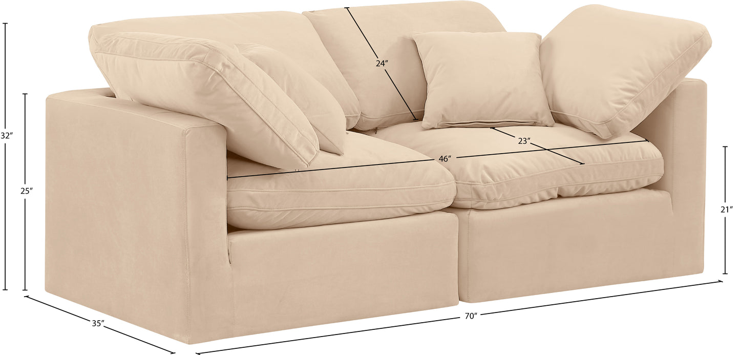 luxus beige velvet modular sofa s70