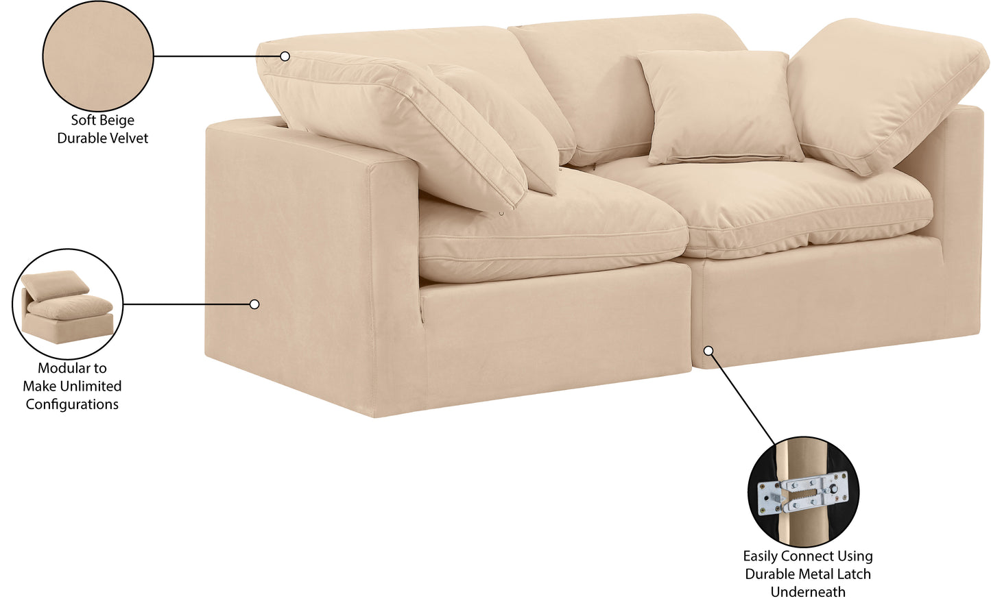 luxus beige velvet modular sofa s70