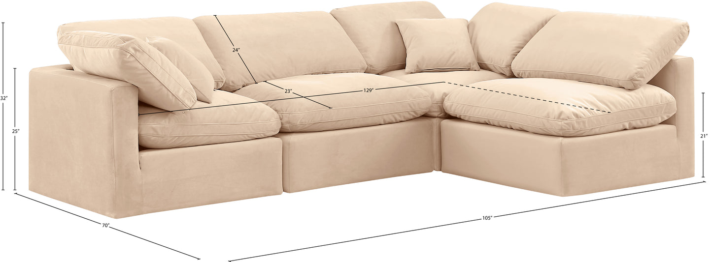 luxus beige velvet modular sectional sec4b