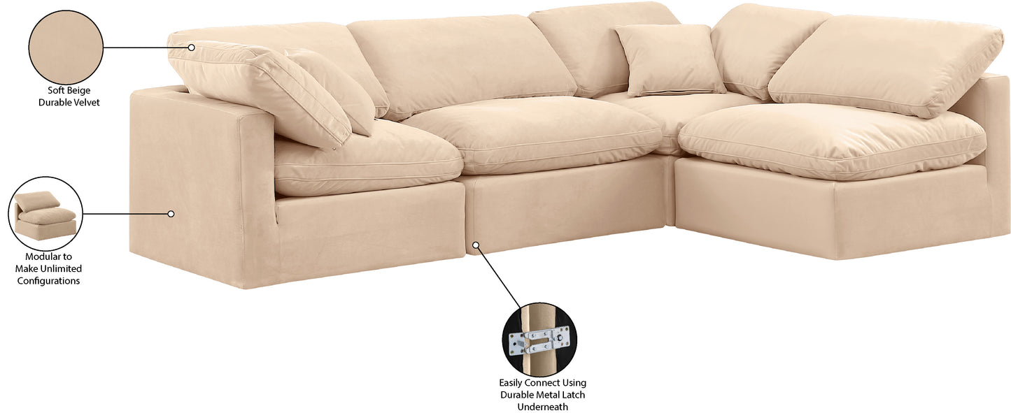 luxus beige velvet modular sectional sec4b