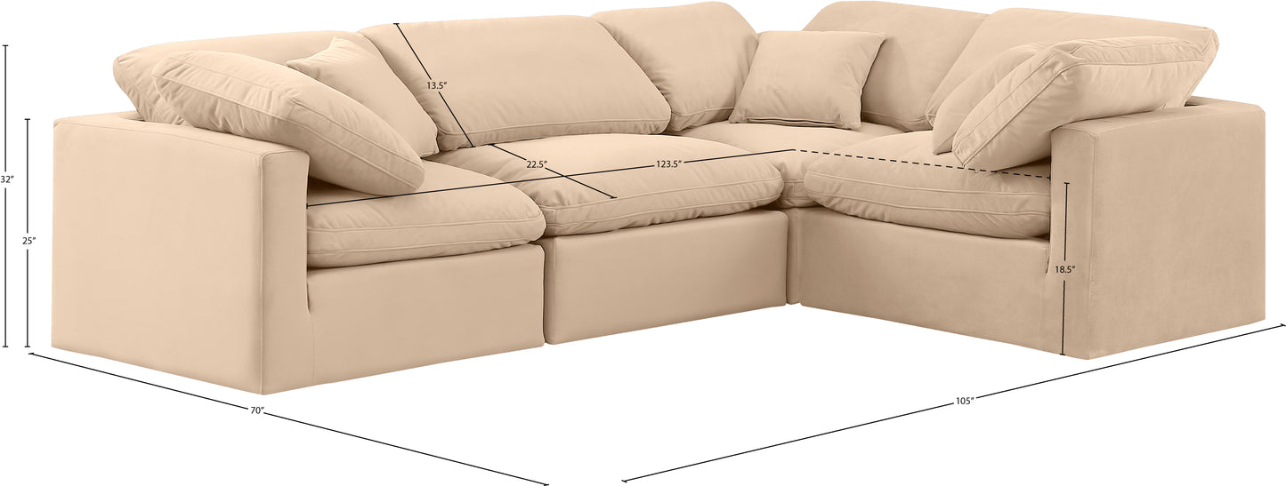 luxus beige velvet modular sectional sec4c