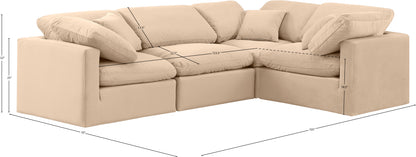 Luxus Beige Velvet Modular Sectional Sec4C