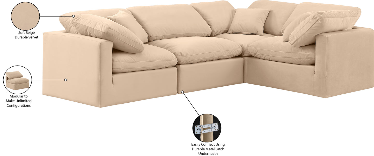 luxus beige velvet modular sectional sec4c