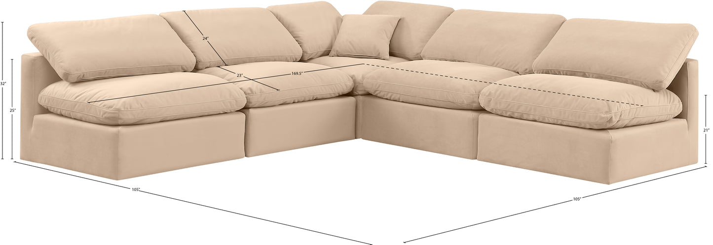 luxus beige velvet modular sectional sec5b