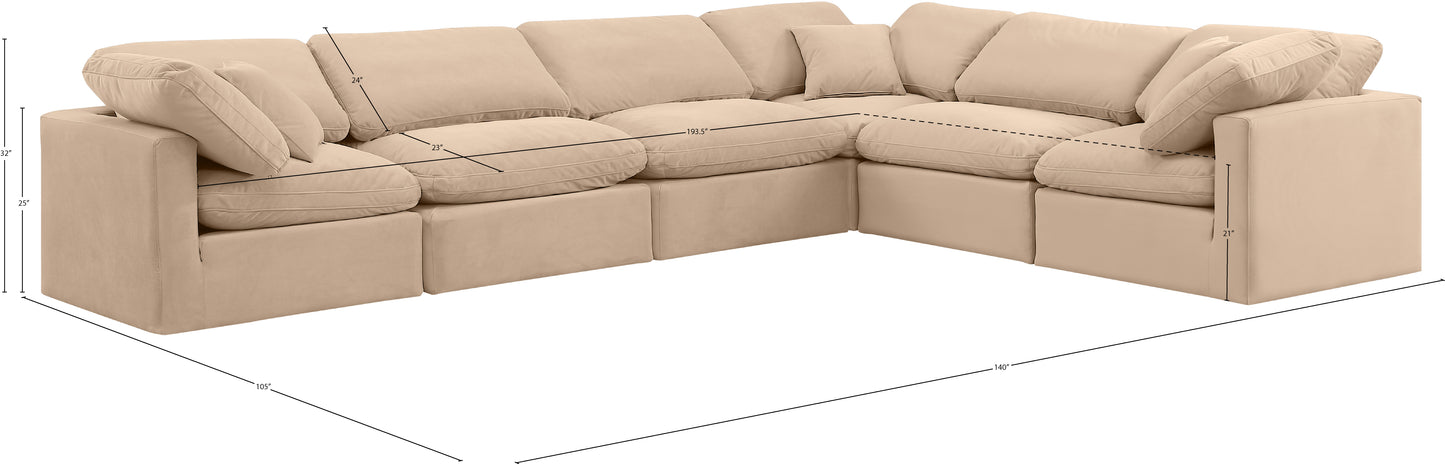 luxus beige velvet modular sectional sec6a