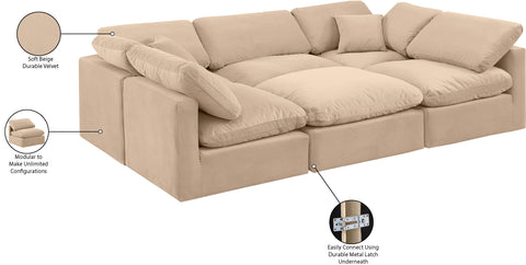 Luxus Beige Velvet Modular Sectional Sec6C