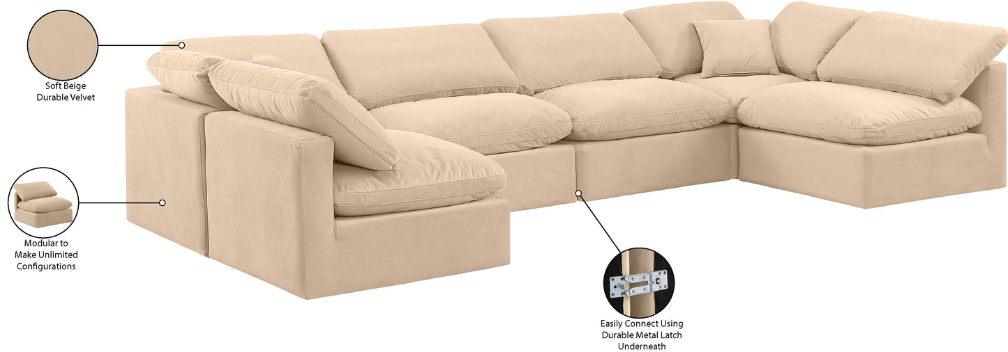 luxus beige velvet modular sectional sec6d