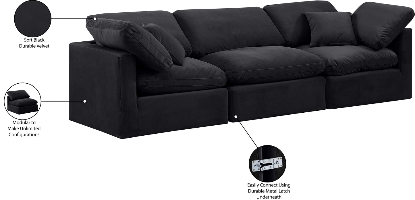 luxus black velvet modular sofa s105