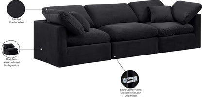 Luxus Black Velvet Modular Sofa S105