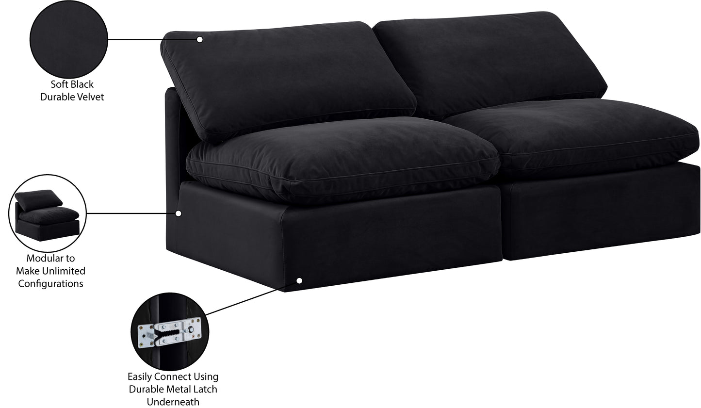 luxus black velvet modular sofa s2