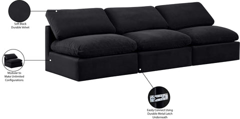 Luxus Black Velvet Modular Sofa S3