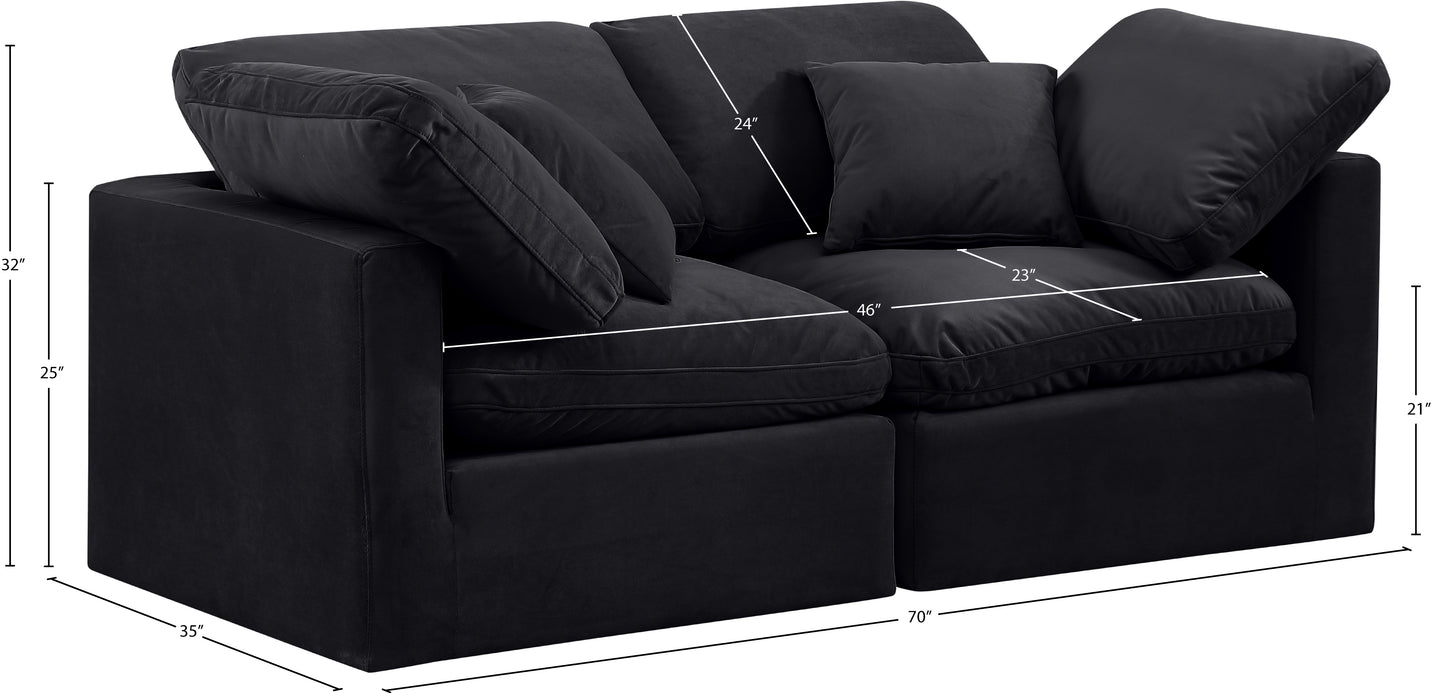 luxus black velvet modular sofa s70