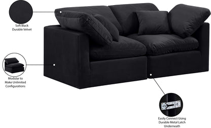 Luxus Black Velvet Modular Sofa S70