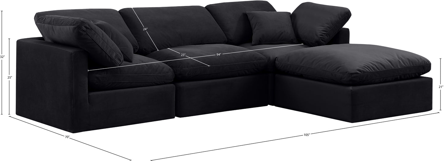 luxus black velvet modular sectional sec4a