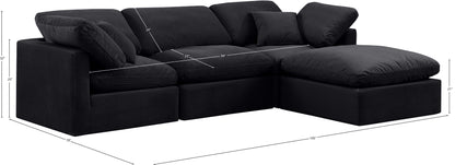 Luxus Black Velvet Modular Sectional Sec4A