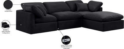 Luxus Black Velvet Modular Sectional Sec4A