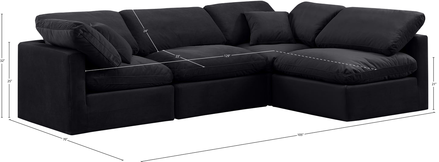 luxus black velvet modular sectional sec4b