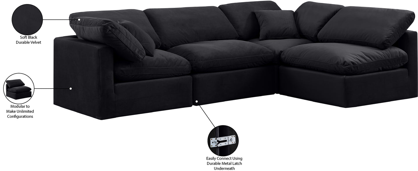 luxus black velvet modular sectional sec4b