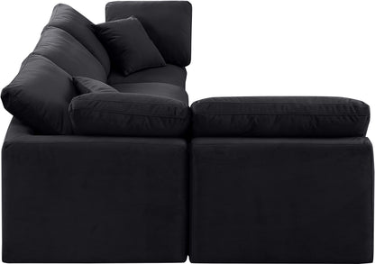 Luxus Black Velvet Modular Sectional Sec4B