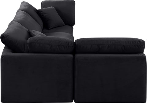 Luxus Black Velvet Modular Sectional Sec4B