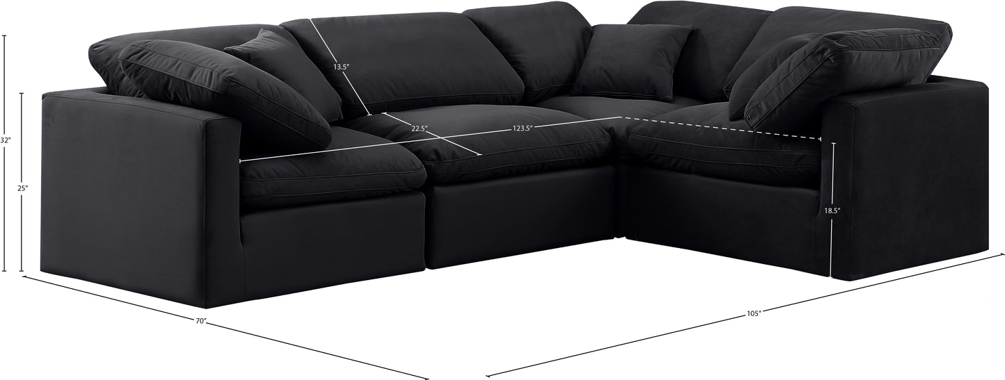 luxus black velvet modular sectional sec4c