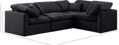 Luxus Black Velvet Modular Sectional Sec4C