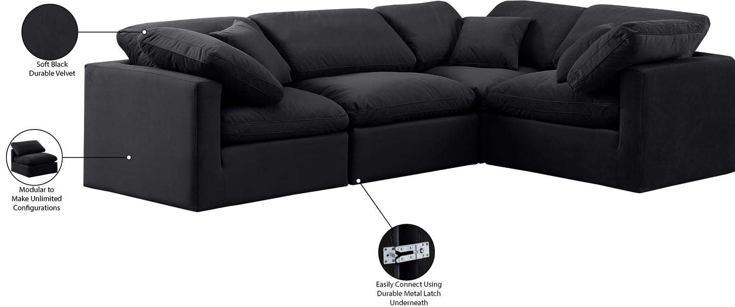 luxus black velvet modular sectional sec4c