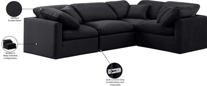 Luxus Black Velvet Modular Sectional Sec4C