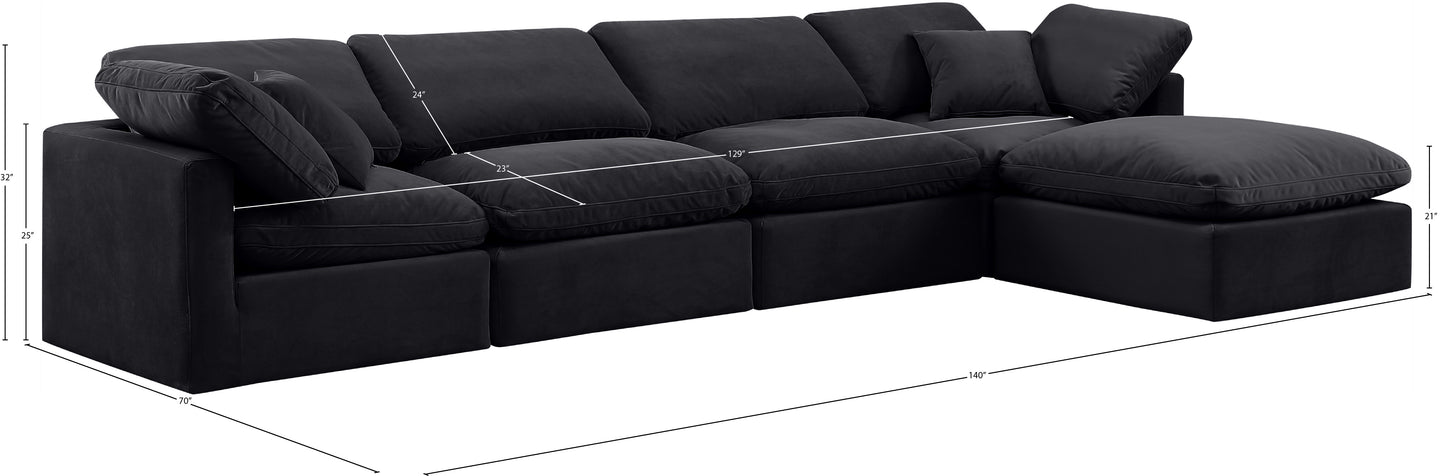 luxus black velvet modular sectional sec5a