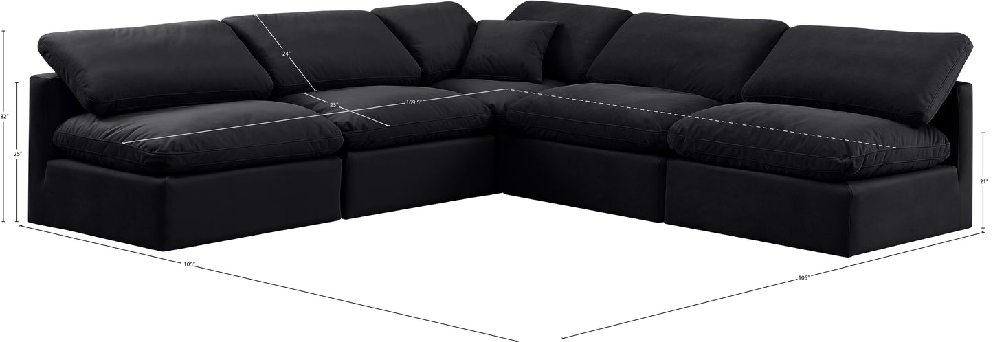 luxus black velvet modular sectional sec5b