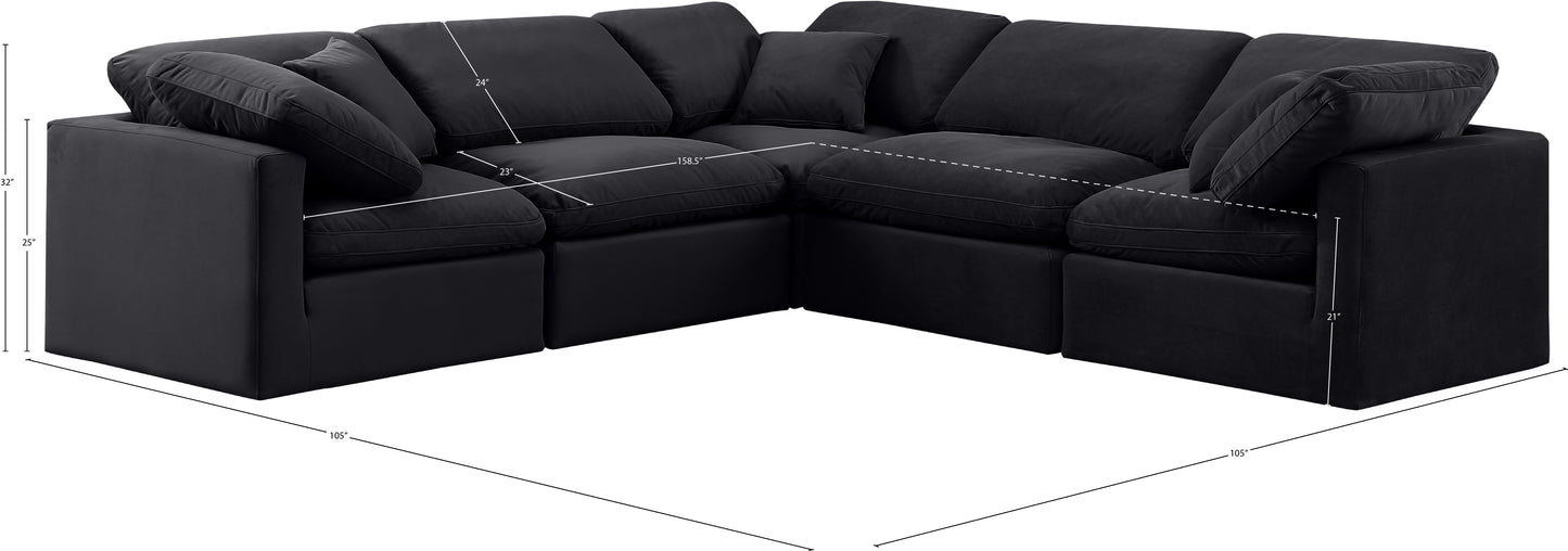 luxus black velvet modular sectional sec5c