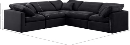 Luxus Black Velvet Modular Sectional Sec5C