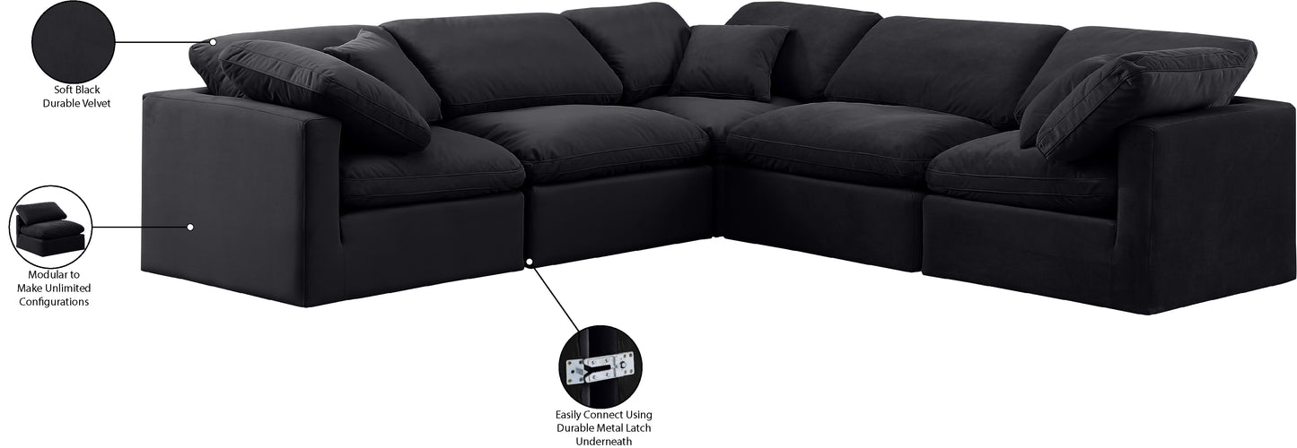 luxus black velvet modular sectional sec5c