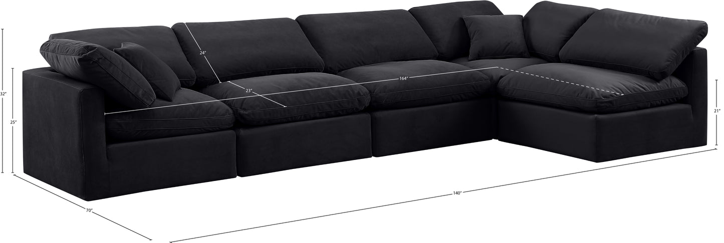 luxus black velvet modular sectional sec5d