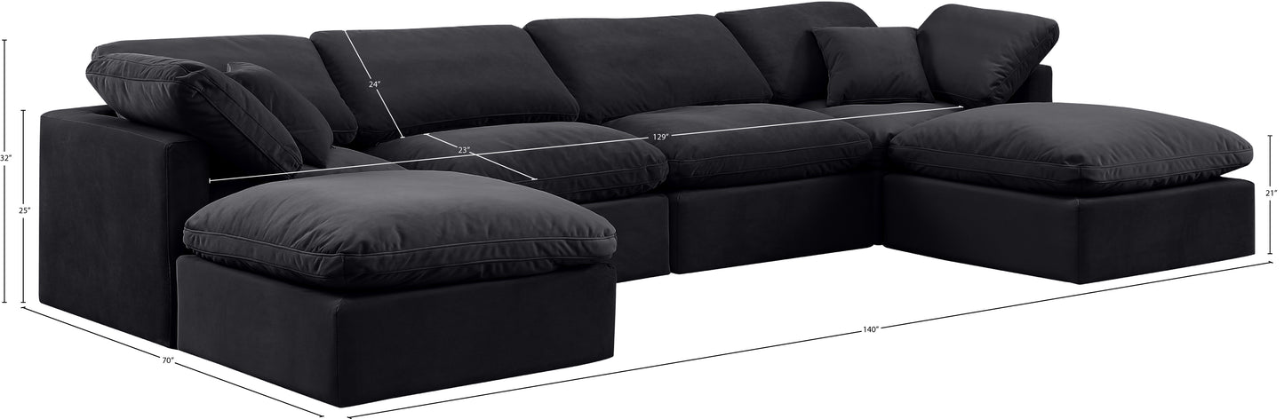 luxus black velvet modular sectional sec6b