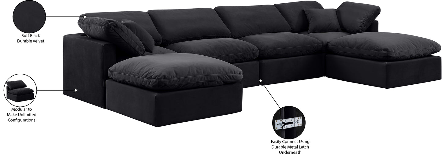 luxus black velvet modular sectional sec6b