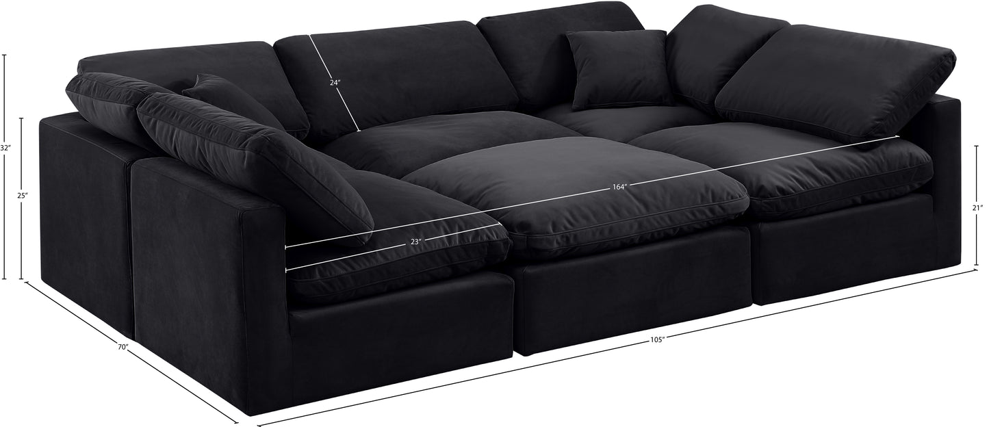 luxus black velvet modular sectional sec6c