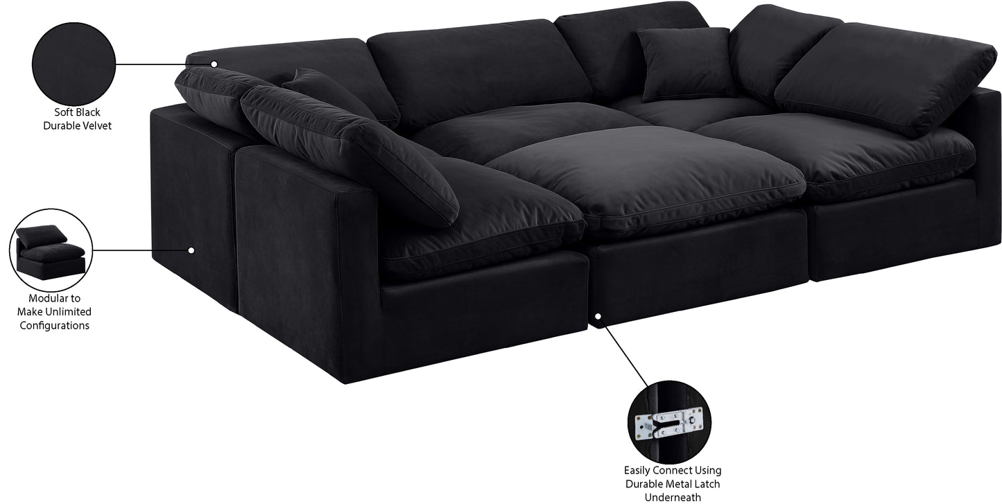 luxus black velvet modular sectional sec6c